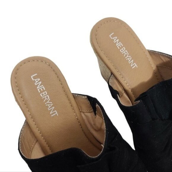 Lane Bryant Black Fabric Espadrilles Wedges 10 - Picture 7 of 12